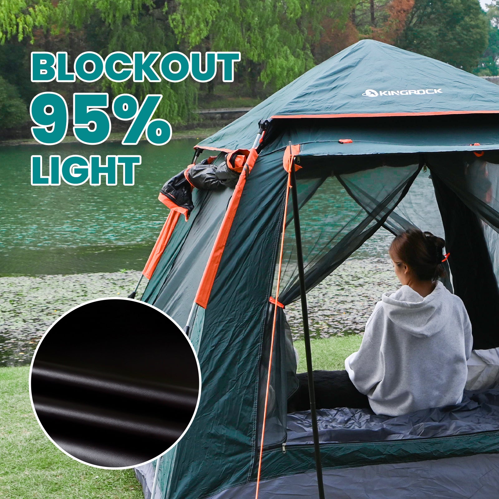 block out tent KINGROCK Blockout Camping Tent, Instant Easy pop up Camping Tent,Autom