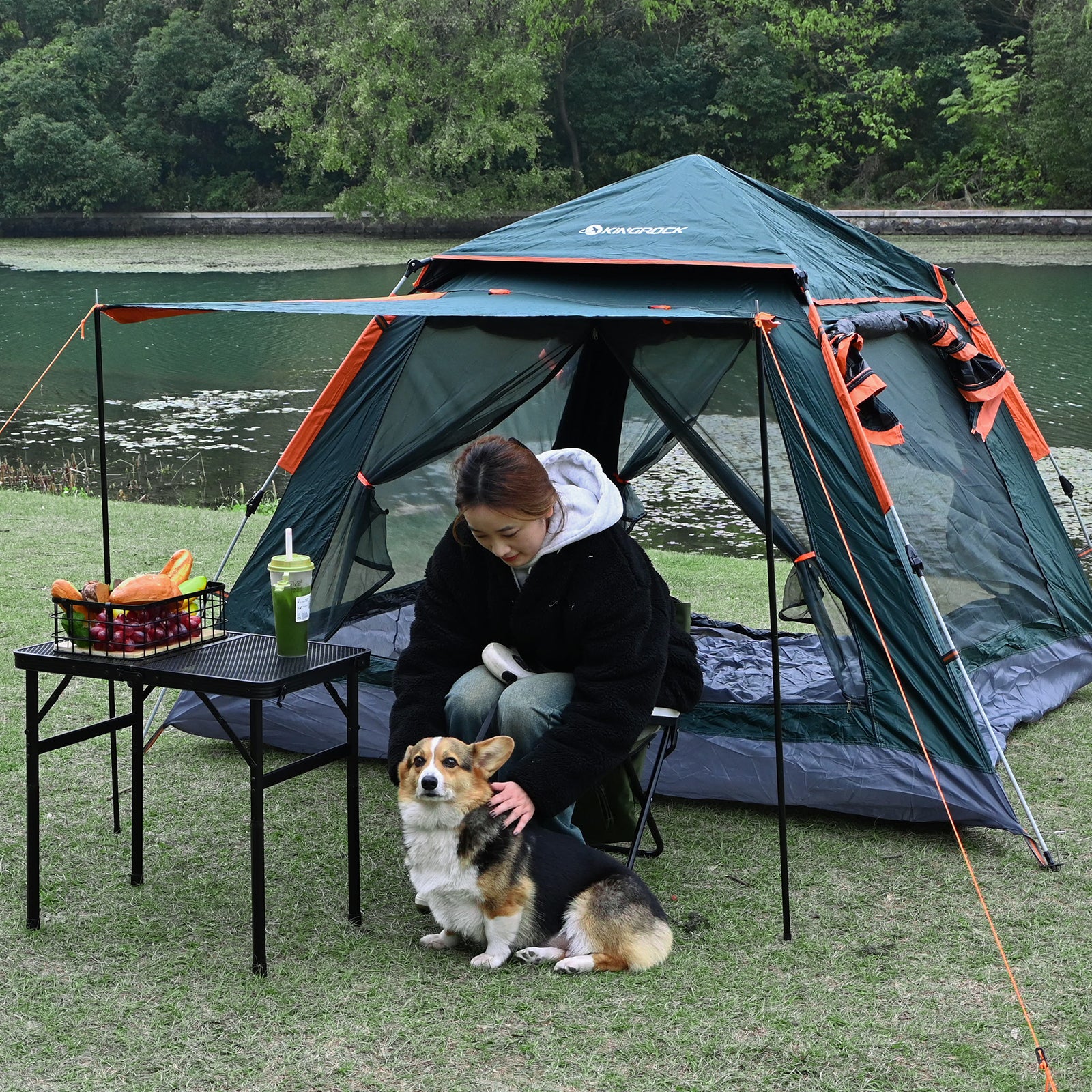 4 person family tent KINGROCK Blockout Camping Tent, Instant Easy pop up Camping Tent,Autom